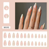 Amfeov Christmas manicure    Fall nails back to school W681-W720 24pcs/Box High Appearance Fake Nails Detachable and Wearable Equipped with Glue