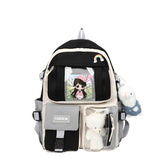 Amfeov Women's Backpack Candy Color Buckle Badge Fashion Cute Schoolbag Shoulder Student Bag Teenage Girl College School Backpacks