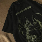 Amfeov 2022 New Butterfly Fairy Print T-Shirt Punk Goth Hip Hop Grunge Rock Y2K Round Neck Casual Summer Coat Streetwear