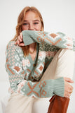 Christmas Gift Trendyol Jacquard Knitwear Cardigan TWOAW22HI0329
