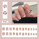 Amfeov Christmas manicure   Fall nails back to school R681-R760 High Appearance False Nails 24pcs Per Box Detachable and Wearable Fake Nails Equipped with Glue