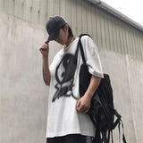 Amfeov Punk Short Sleeve Tops Men Women Fashion Graffiti Print Harajuku BF Loose Korean T-shirt Summer New Casual Oversize Tees 2023