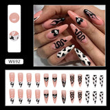 Amfeov Christmas manicure    Fall nails back to school W681-W720 24pcs/Box High Appearance Fake Nails Detachable and Wearable Equipped with Glue