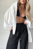 AMFEOV Crepe Soft Sunshirts Casual Lantern Sleeves White Blouses And Shirts Chic Turn Down Collar Pleated Summer Tops 2024