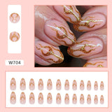 Amfeov Christmas manicure    Fall nails back to school W681-W720 24pcs/Box High Appearance Fake Nails Detachable and Wearable Equipped with Glue