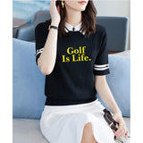 Amfeov back to school Golf Wear Pullover Women's Polo Neck T-shirt Polyester Top Vintage T-shirt Summer New Women's Golf Sports Short Sleeve Shirt