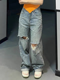 Fall outfits back to school Blue Casual Vintage High Waist Jeans Women Loose High Street Korean Style Pants Female Fashion Long Denim Pants 2023 Summer New