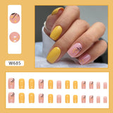 Amfeov Christmas manicure    Fall nails back to school W681-W720 24pcs/Box High Appearance Fake Nails Detachable and Wearable Equipped with Glue