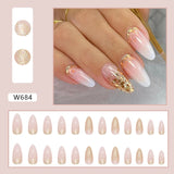 Amfeov Christmas manicure    Fall nails back to school W681-W720 24pcs/Box High Appearance Fake Nails Detachable and Wearable Equipped with Glue