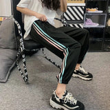 Amfeov Summer Casual Women's Sports Pants High Waist Hip Hop Sweatpants Korean Fashion Oversize Pants Joggers Women Wide Leg Pants