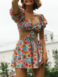 Amfeov Elegant Backless Mini Dress Summer Women Sexy Waist Cut Hollow Out Sundress Beach Boho Dress Bohemian Holidy Short Dresses