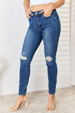Amfeov-Judy Blue Full Size High Waist Distressed Slim Jeans