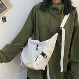 Amfeov-Shopping Bags Women Solid Big Capacity Crossbody Unisex Couples Students Canvas Bag Adjustable Simple Chic Ins Harajuku Hip-hop